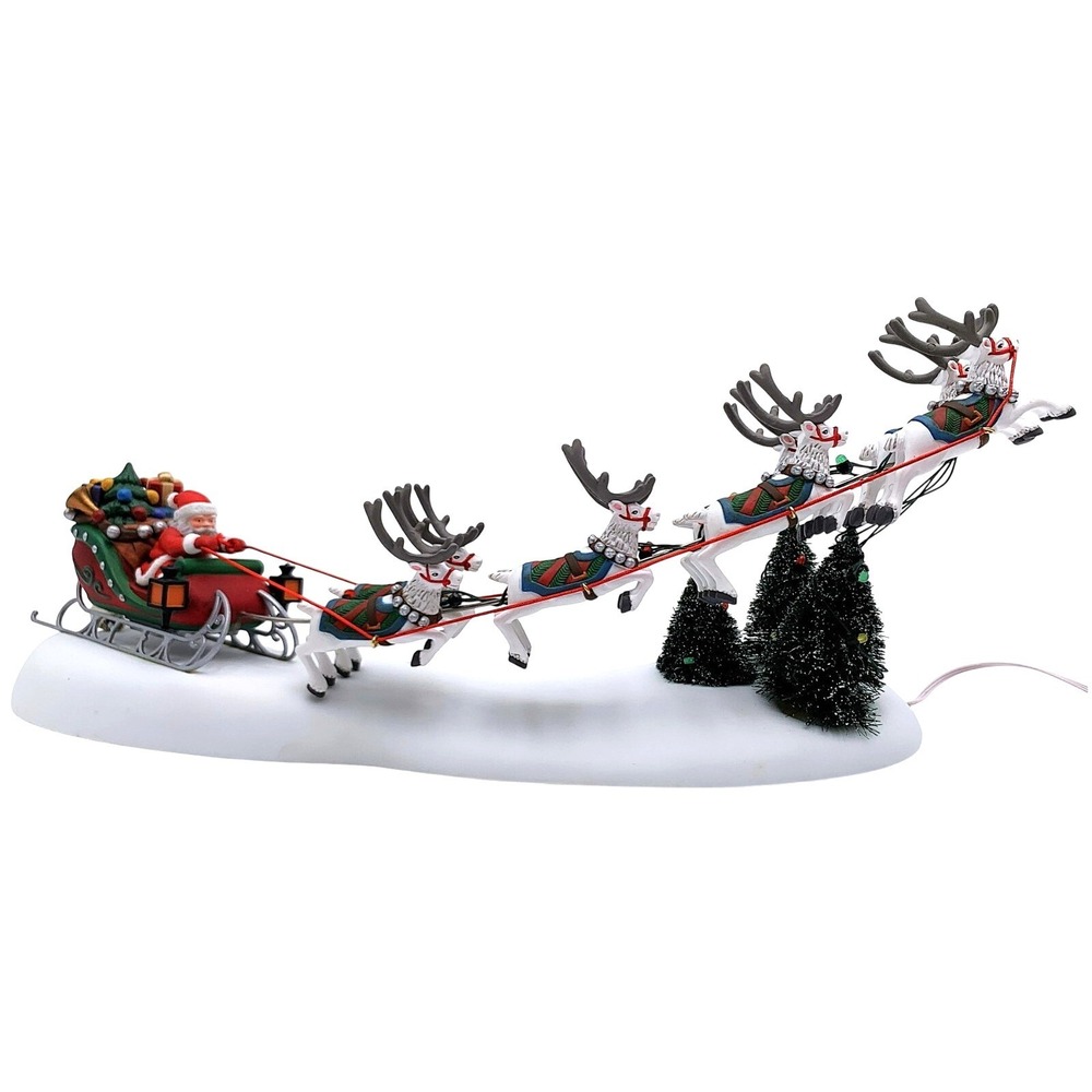 Dept 56 Santa's Sleigh 8 Reindeer - Christmas Village NOS 2000 Vtg 58630 VIDEO